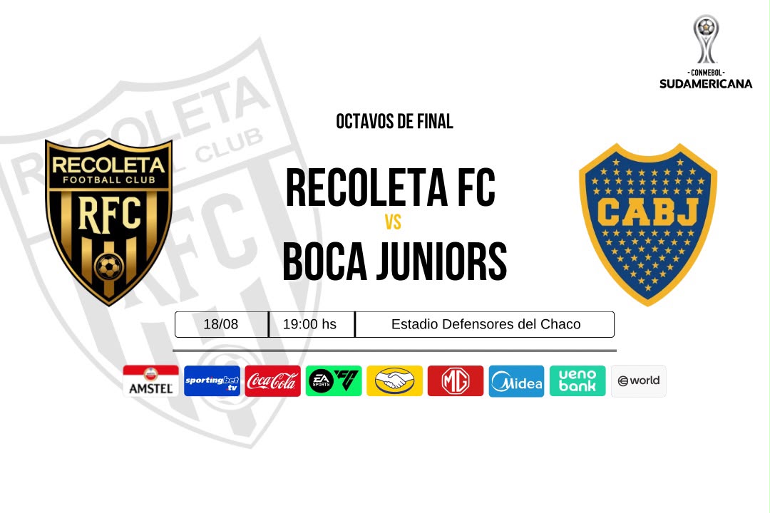 Banner RECOLETA VS BOCA JR SUDAMERICANA 2026