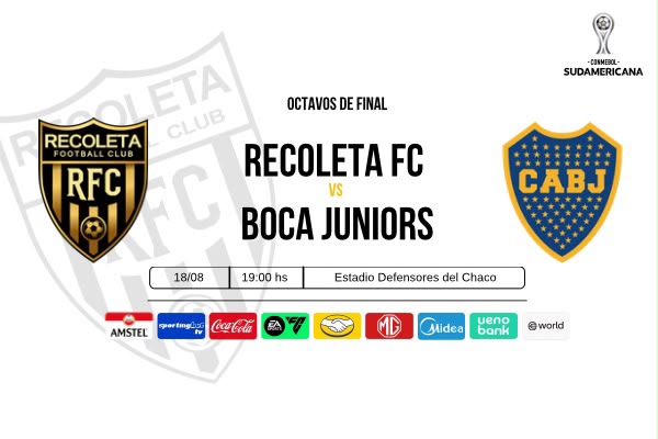 Banner RECOLETA VS BOCA JR SUDAMERICANA 2026